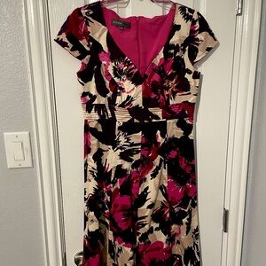 Donna Ricco pink, purple and tan floral dress, size 8